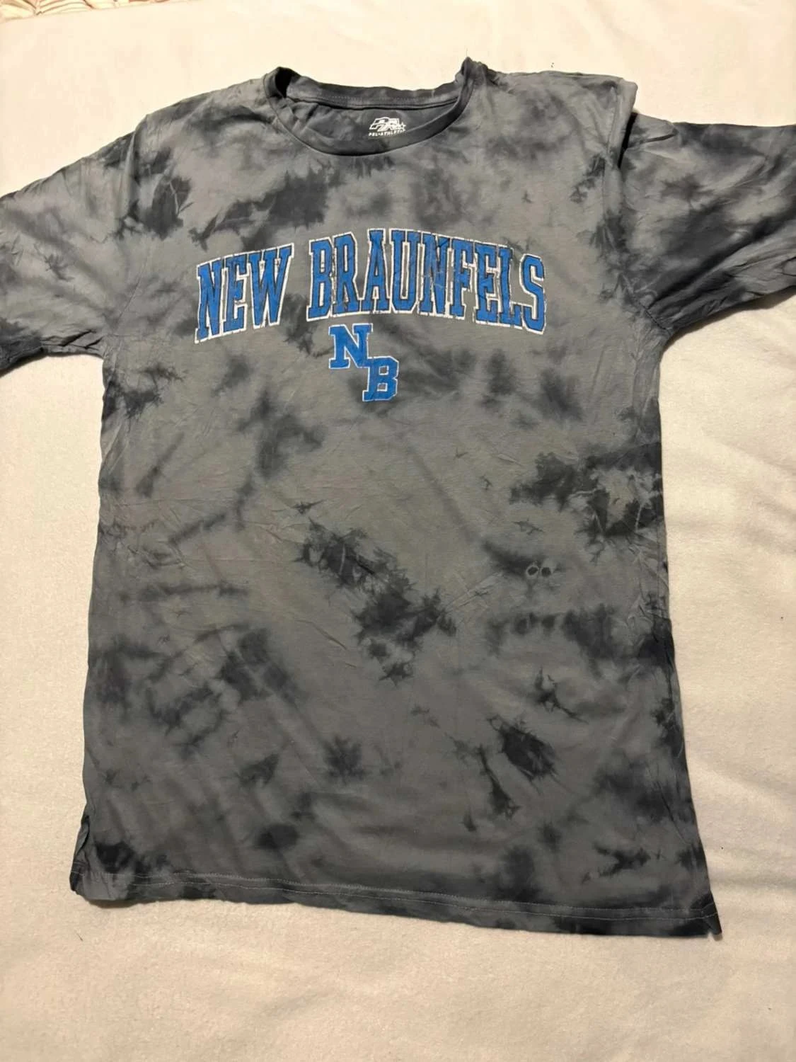T-shirt tie-dye gris noir New Braunfels NB college US streetwear vintage unisexe S